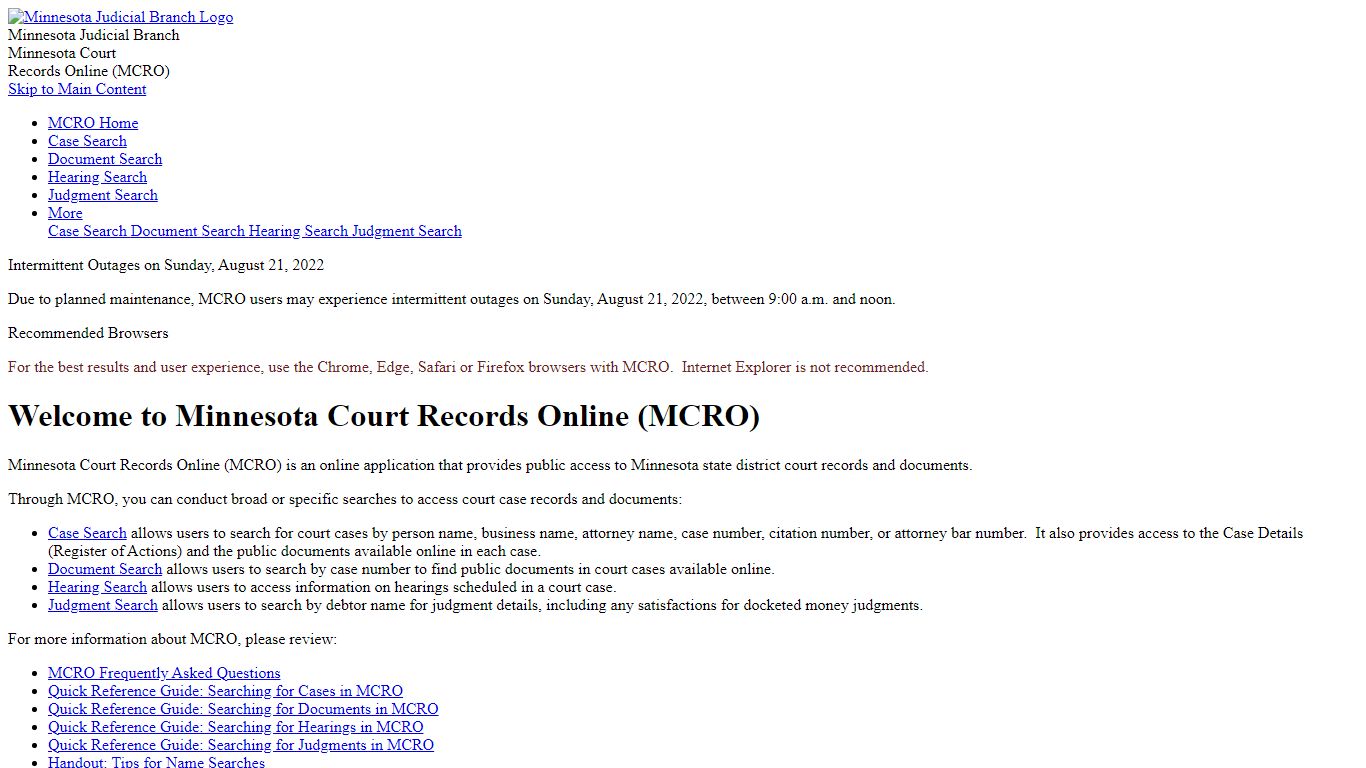 Home Page - Minnesota Court Records Online (MCRO)